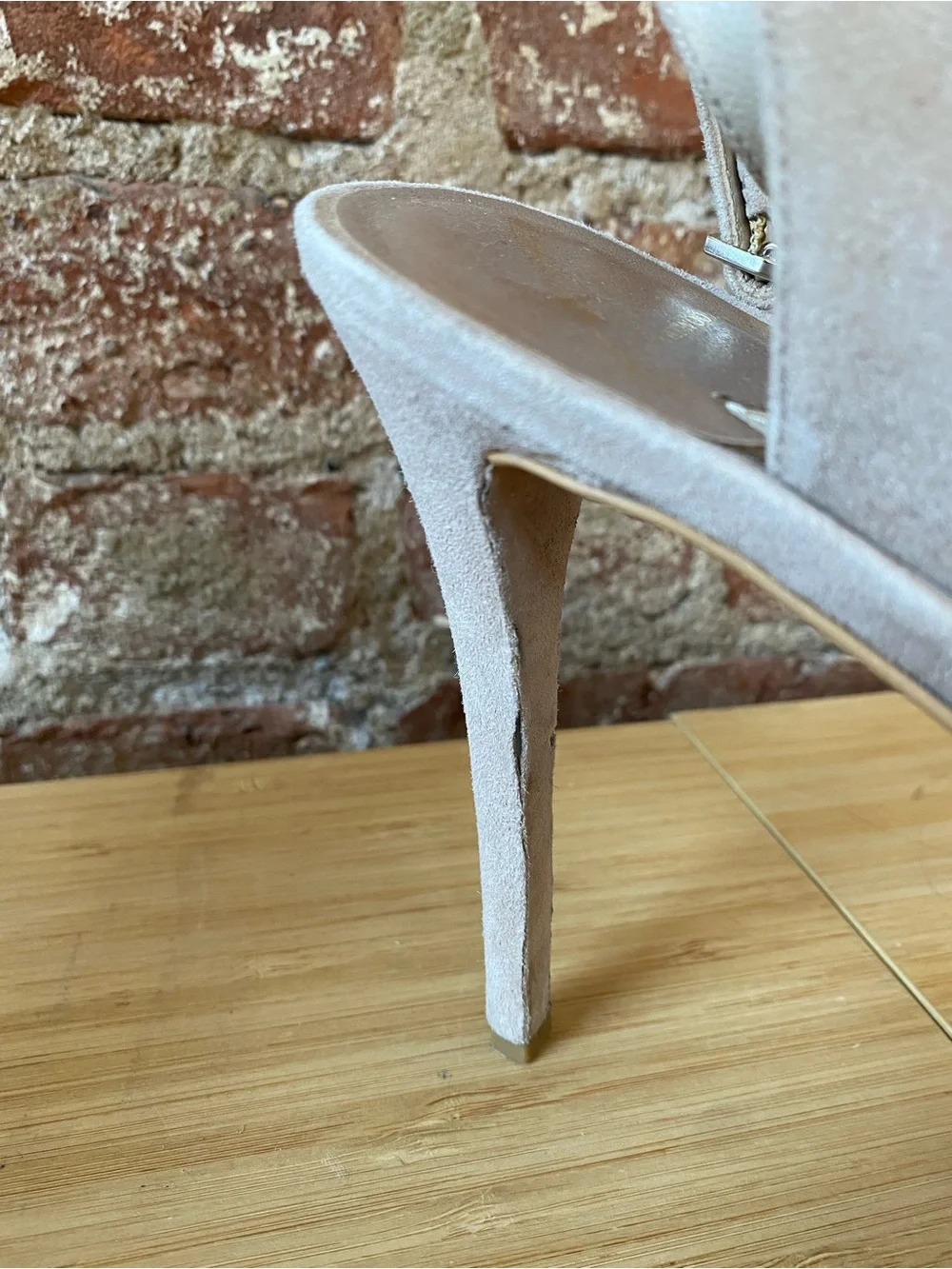 Brian Atwood Ankle-Strap Platform Heels in Dusty Pink 8.5